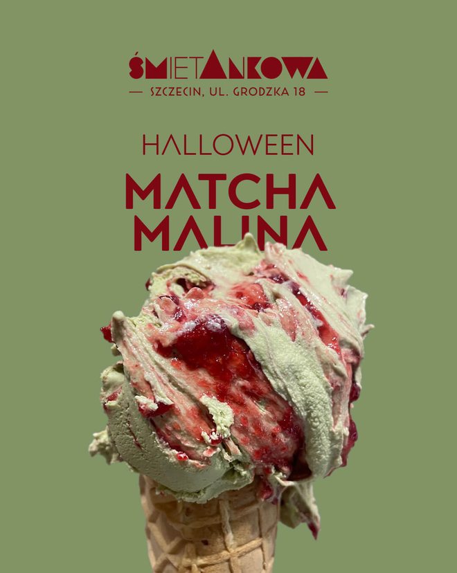 Lody matcha z maliną, lodziarnia śmietAnkowa Szczecin