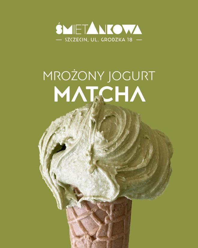 Mrożony jogurt matcha, lodziarnia śmietAnkowa Szczecin
