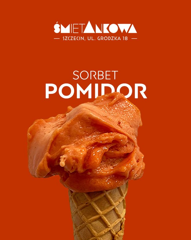 Sorbet pomidorowy, lodziarnia śmietAnkowa Szczecin