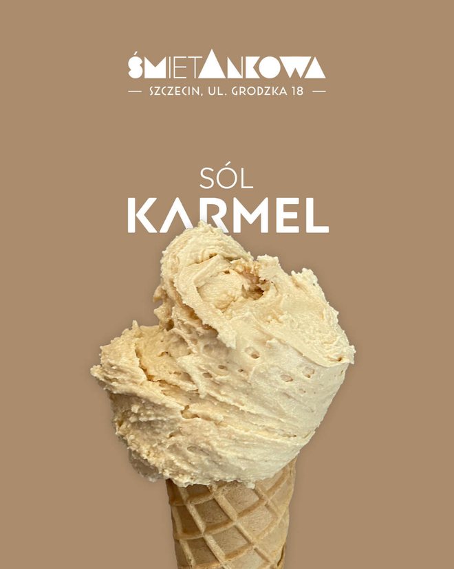 Lody słony karmel, lodziarnia śmietAnkowa Szczecin