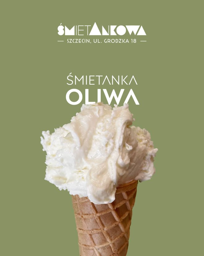 Lody śmietankowe z oliwą z oliwek, lodziarnia śmietAnkowa Szczecin
