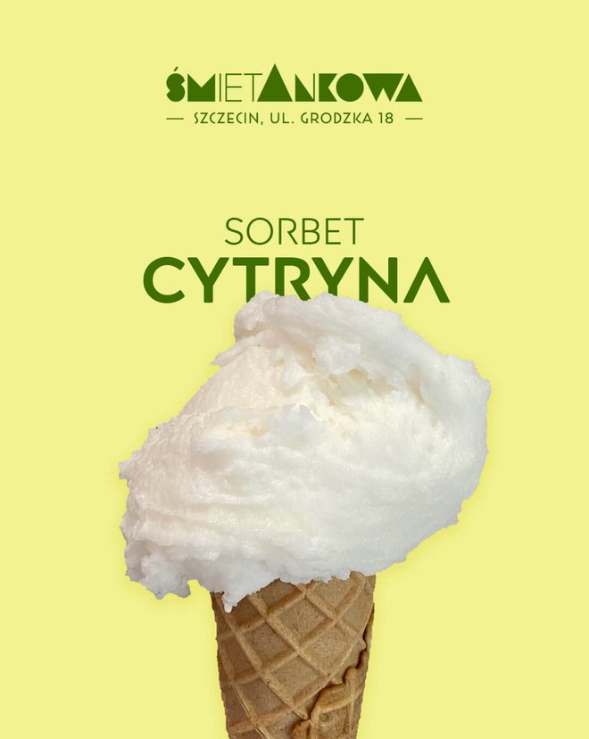 Sorbet cytrynowy, lodziarnia śmietAnkowa Szczecin