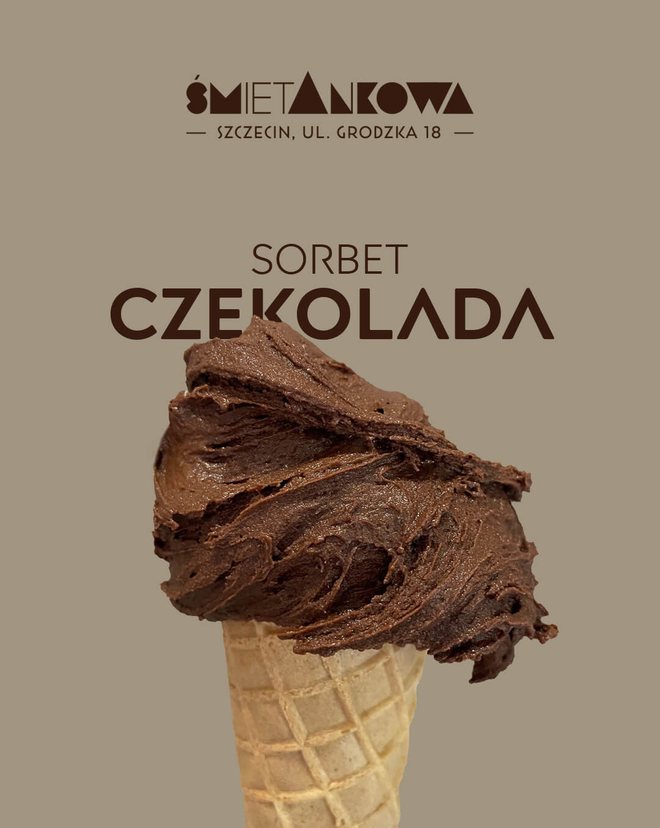 Sorbet z gorzkiej czekolady, lodziarnia śmietAnkowa Szczecin