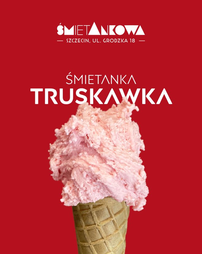 Lody truskawkowe, lodziarnia śmietAnkowa Szczecin